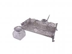 George Fox Charles George Fox Sterling Silver Inkwell from 1886 in Victorian Style - 3247381