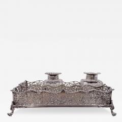 George Fox Charles George Fox Sterling Silver Inkwell from 1886 in Victorian Style - 3272786