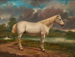 George Gildley Palmer British 1830 1905 A White Horse in Landscape 1869 - 2714285