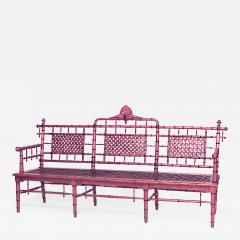 George Hunzinger American Victorian faux bamboo mahogany settee - 691365