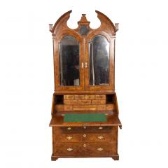 George I Burl Walnut Bureau Bookcase - 3786123