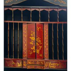 George I Style Black Gold Chinoiserie Secretary Desk With Red Interior - 4578051