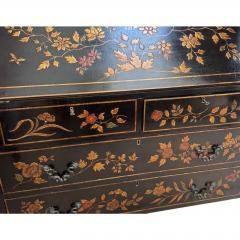 George I Style Black Gold Chinoiserie Secretary Desk With Red Interior - 4578055