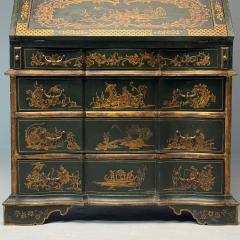 George I Style Chinoiserie Green Japanned Desk Bookcase Parcel Gilt 1920s - 3915527