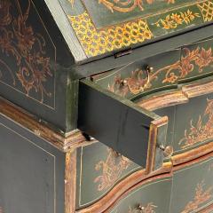 George I Style Chinoiserie Green Japanned Desk Bookcase Parcel Gilt 1920s - 3915528