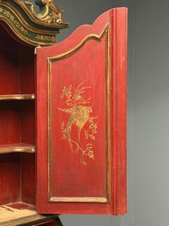 George I Style Chinoiserie Green Japanned Desk Bookcase Parcel Gilt 1920s - 3915532