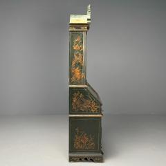 George I Style Chinoiserie Green Japanned Desk Bookcase Parcel Gilt 1920s - 3915533