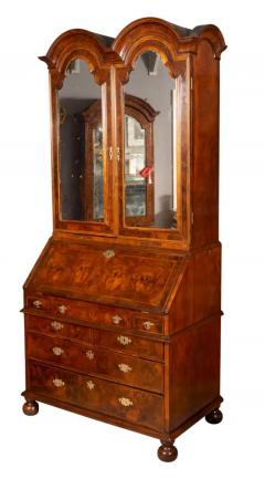 George II Walnut Double Dome Bureau Bookcase - 4134135