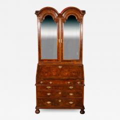 George II Walnut Double Dome Bureau Bookcase - 4134637