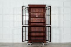 George III 18thC Mahogany Glazed Twin Library Bookcase Cabinet - 3297063
