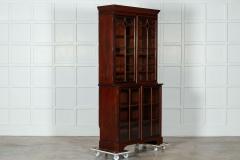 George III 18thC Mahogany Glazed Twin Library Bookcase Cabinet - 3297064