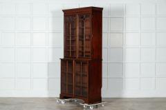 George III 18thC Mahogany Glazed Twin Library Bookcase Cabinet - 3297066