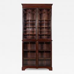George III 18thC Mahogany Glazed Twin Library Bookcase Cabinet - 3297315