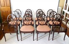 George III Armorial Mahogany Hall Seats or Dining Chairs Set of 12 Busby Hall - 4694291