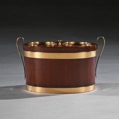 George III Brass Bound Mahogany Oval Table Wine Cooler - 4599403