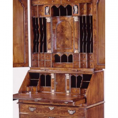 George III Burl Walnut Secretary Desk Bookcase - 3715784