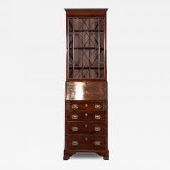 George III Diminutive English Mahogany Glazed Bookcase Bureau - 4153077