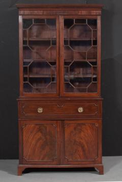 George III English Antique Mahogany Bookcase Secretary Desk circa 1780 - 3546343