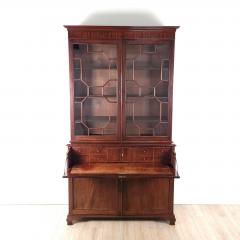 George III English Chinese Chippendale Mahogany Secretary Bookcase circa 1790 - 3531431