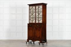 George III English Mahogany Glazed Bookcase Secretaire - 4112603