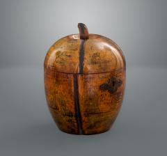 George III Green Stained Beechwood Melon Form Tea Caddy - 1654723