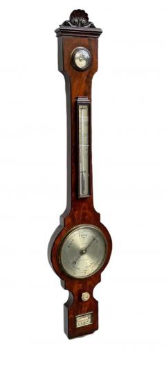 George III Mahogany Banjo Barometer Edinburgh - 3833277