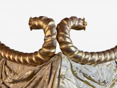 George III Mahogany Gilt Wood Silk Canopy Bed England c 1880s - 4398306