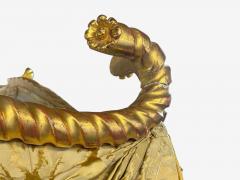 George III Mahogany Gilt Wood Silk Canopy Bed England c 1880s - 4398308