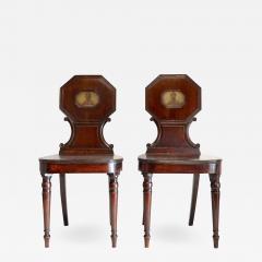 George III Mahogany Hall Chairs with Adair Armorials Pair - 2111541