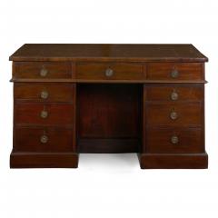 George III Mahogany Partner s Antique Pedestal Writing Table Desk England - 1083389