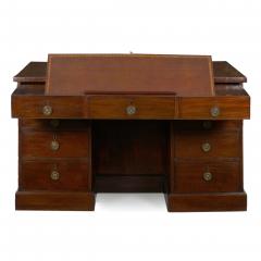 George III Mahogany Partner s Antique Pedestal Writing Table Desk England - 1083391