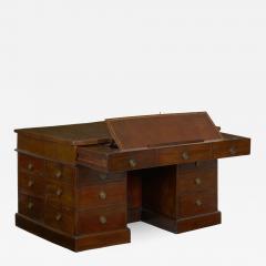 George III Mahogany Partner s Antique Pedestal Writing Table Desk England - 1083578