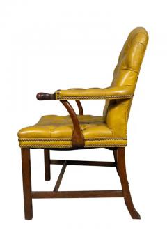 George III Mahogany Tufted Leather Armchair - 4144081