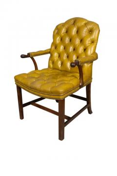 George III Mahogany Tufted Leather Armchair - 4144084