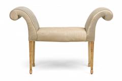 George III Parcel Gilt Painted Gray Embroidered Satin Upholstered Window Seat - 4170668