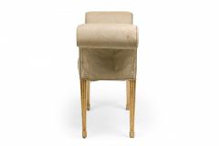 George III Parcel Gilt Painted Gray Embroidered Satin Upholstered Window Seat - 4170669