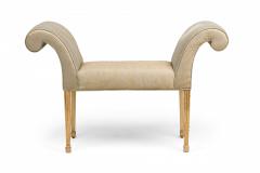George III Parcel Gilt Painted Gray Embroidered Satin Upholstered Window Seat - 4170671