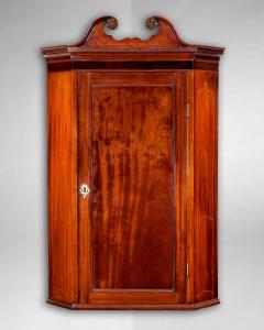 George III Period Inlaid Mahogany Hanging Corner Cabinet - 4478182