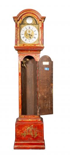 George III Red Japanned Tall Case Clock - 4757759