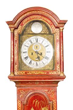 George III Red Japanned Tall Case Clock - 4757812