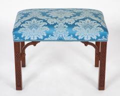 George III Style Blind Fret Corner Bracket Upholstered Stool - 3275237