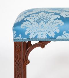 George III Style Blind Fret Corner Bracket Upholstered Stool - 3275257