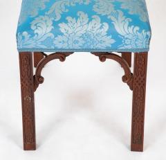George III Style Blind Fret Corner Bracket Upholstered Stool - 3275262