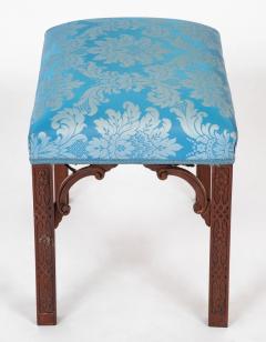 George III Style Blind Fret Corner Bracket Upholstered Stool - 3275263