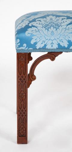 George III Style Blind Fret Corner Bracket Upholstered Stool - 3275272
