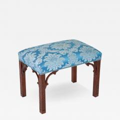 George III Style Blind Fret Corner Bracket Upholstered Stool - 3281312