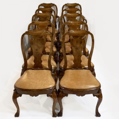 George III Style Burton Ching Burl Walnut Dining Chairs Set of 10 - 2270383