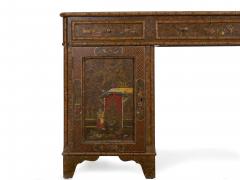 George III Style Chinoiserie Decorated Pedestal Desk England circa 1880 - 1186916