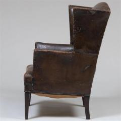 George III Style Leather Wingback Chair - 3165757