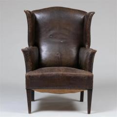 George III Style Leather Wingback Chair - 3165759